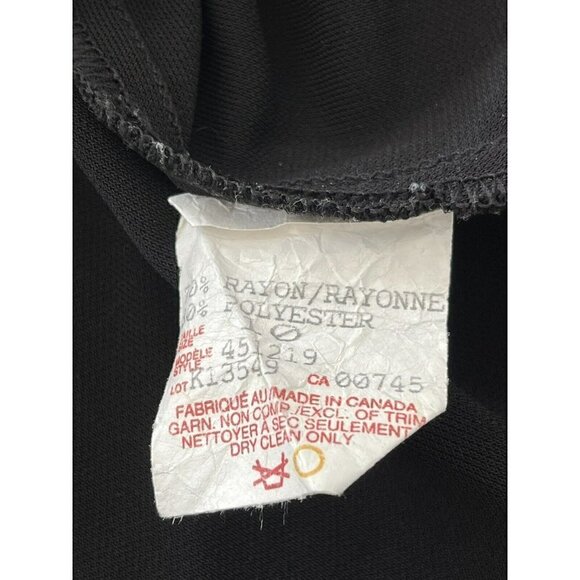 Citrine of Canada Womens Sz 10 Black Button Front V Neck Top Blouse - Picture 5 of 6